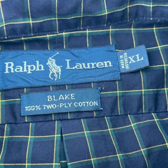 Ralph Lauren Blake Mens XL Checkered Long Sleeve Shirt 100% Two-Ply Cotton 4395 - Picture 3 of 7